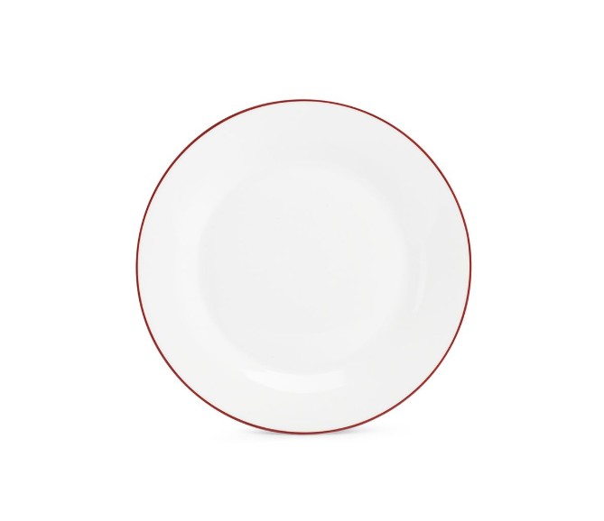 BORD PORSELEIN 27CM BURGUNDY RIM 6X1ST